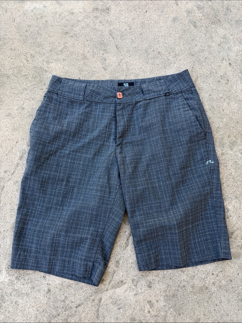 Rusty Men's Grey Plaid Surfer Chino Short Size 33-34
